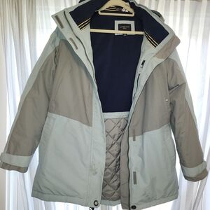 Lands' End Women's Light Blue and Gray Ski Jacket